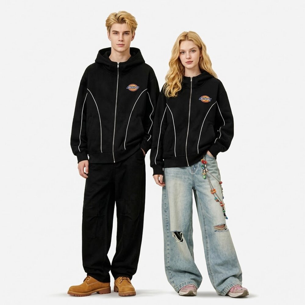 Dickies 美式高領連帽外套 經典馬蹄Logo 寬版落肩 重磅純棉 男女同款-圖片-1