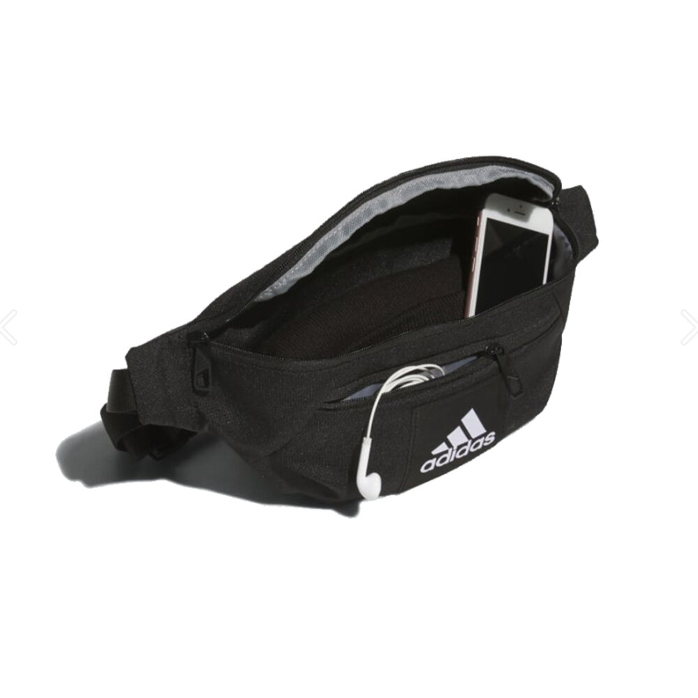 ADIDAS 腰包 側背包 斜背 隨身包 經典三線 logo 配件 黑色 IT2047-圖片-4