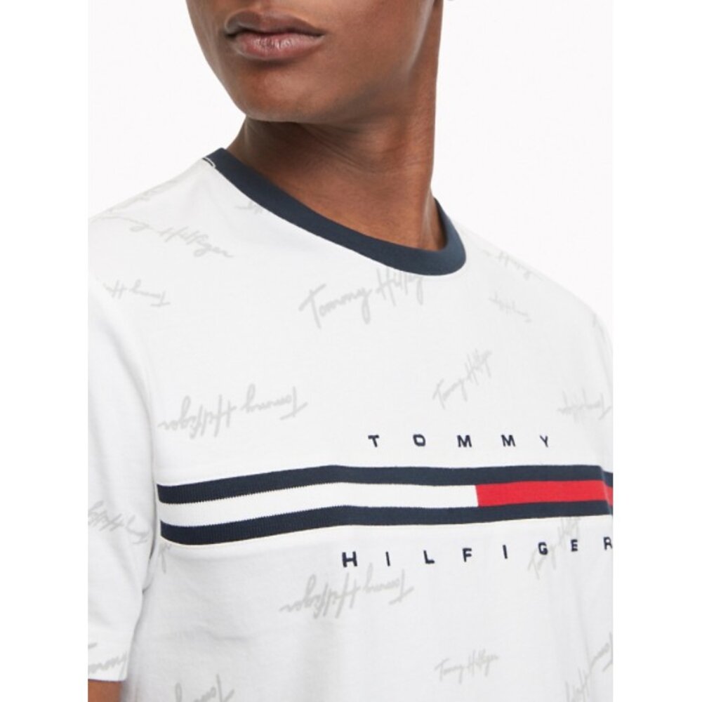 Tommy Hilfiger 成人 刺繡 滿版 經典大LOGO 短袖 t 恤 短袖 上衣 情侶裝 大尺碼-圖片-4