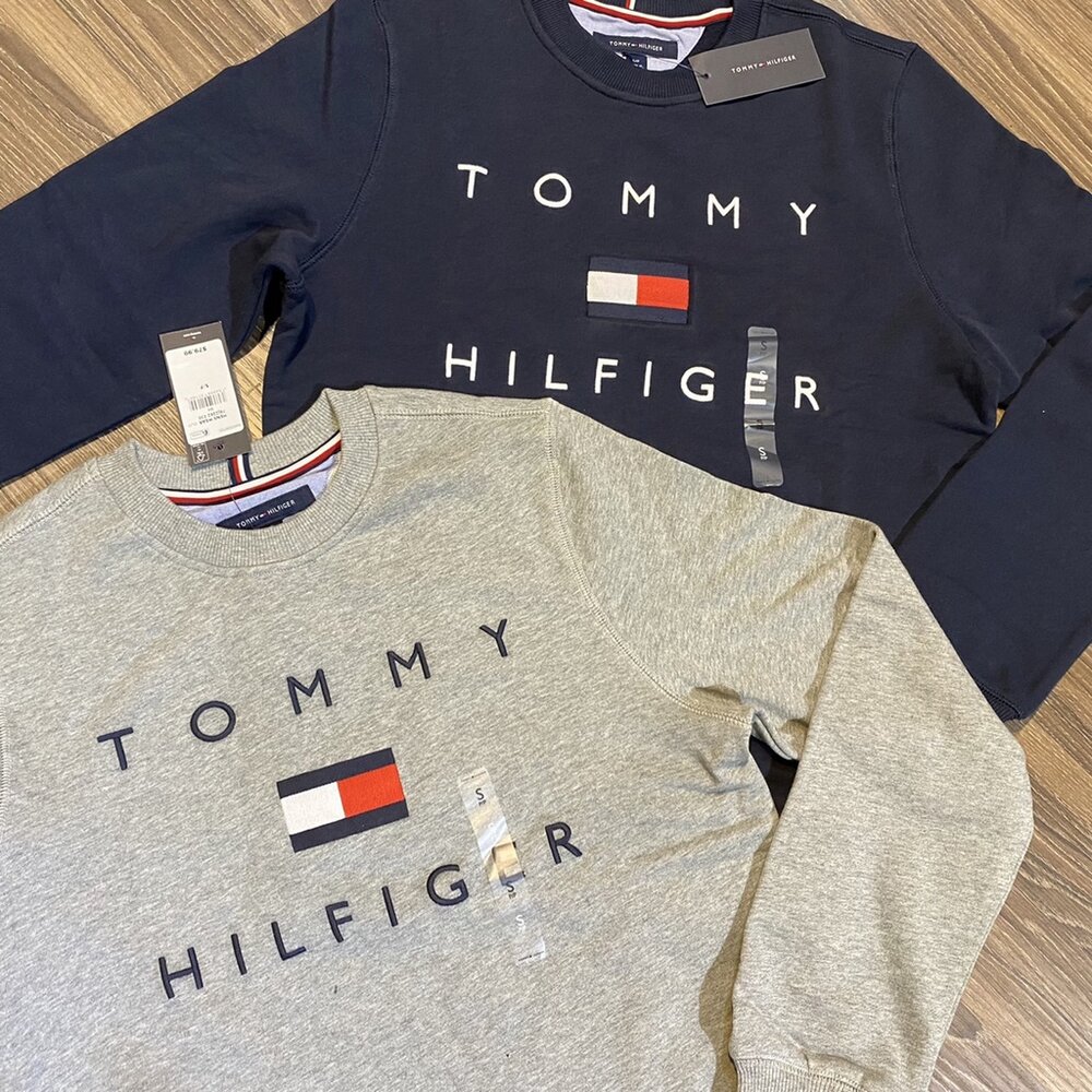 4114560567-Tommy Hilfiger 大學T 刺繡 經典LOGO 寬鬆上衣 長袖 內刷毛大學T 毛圈 湯米 穿搭 秋冬