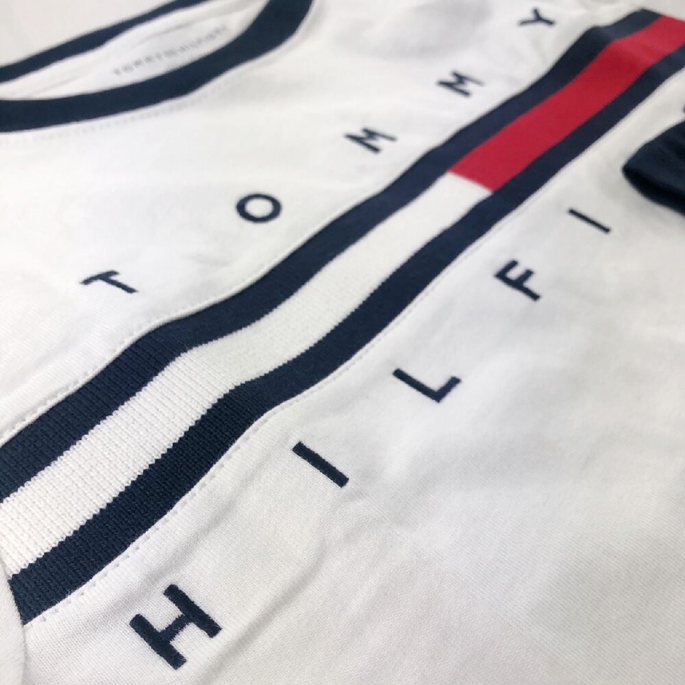 TOMMY HILFIGER tommy 經典款 青年 女款 短t 刺繡 螺紋字體 短袖t恤 露肚 文字 t-shirt-圖片-1