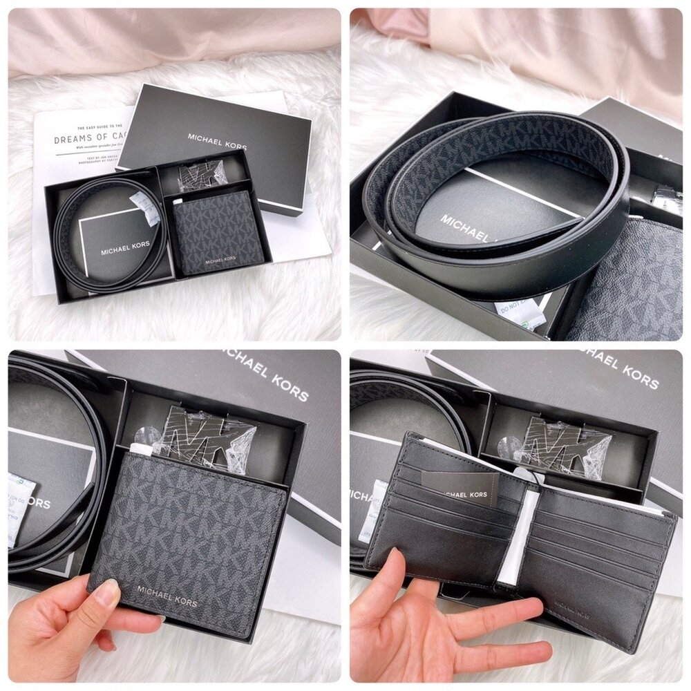 Michael kors MK 黑色/ 咖啡色/藍色 皮帶禮盒 雙面 雙頭 LOGO款 腰帶 雙面用 皮帶 多色可選-圖片-6