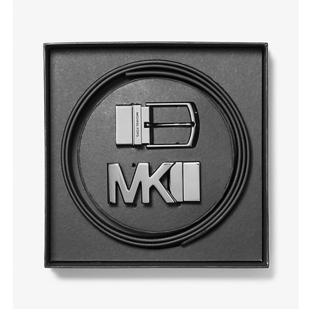 Michael kors MK 黑色/ 咖啡色/藍色 皮帶禮盒 雙面 雙頭 LOGO款 腰帶 雙面用 皮帶 多色可選-圖片-7