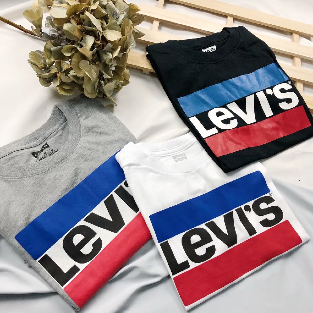 Levi's青年滾邊國外限定款IG網紅穿著款式LEVIS情侶款T-shirt短Tt恤