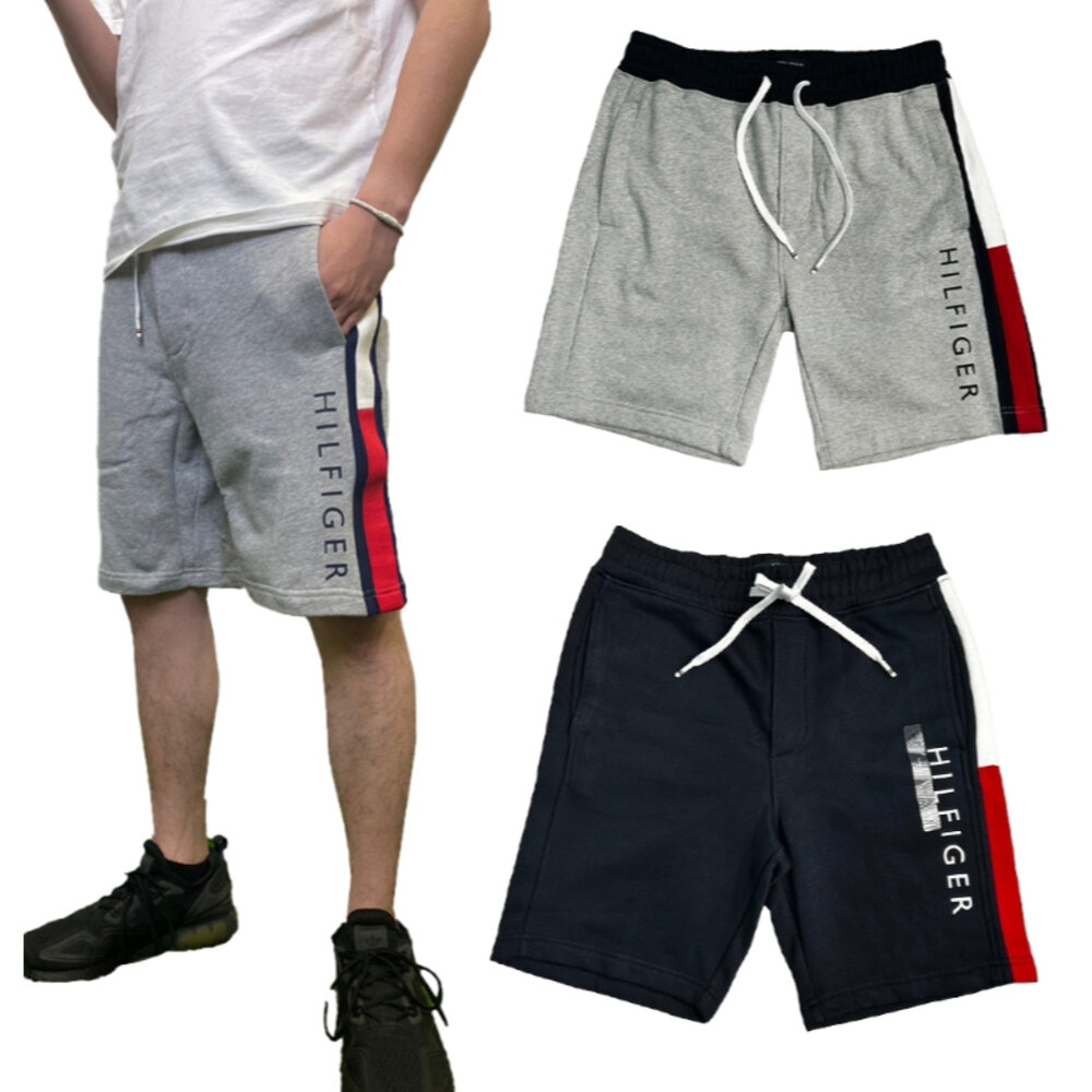 Tommy Hilfiger Tommy 男款短褲 湯米 膝上短褲 滾邊短褲 內裡刷毛 休閒褲 棉褲 短褲-圖片-1