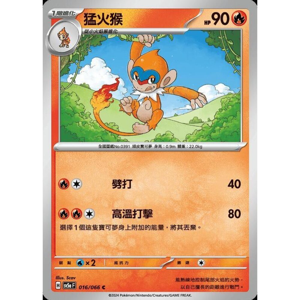 24322188456-【晴天屋】PTCG 寶可夢 中文版 猛火猴 SV5a 016/066 C