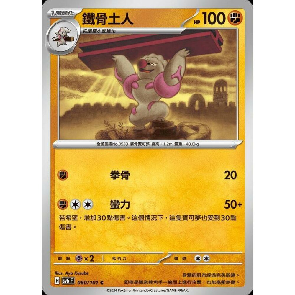 25829508718-【晴天屋】PTCG 寶可夢 中文版 鐵骨土人 SV6 060/101 C