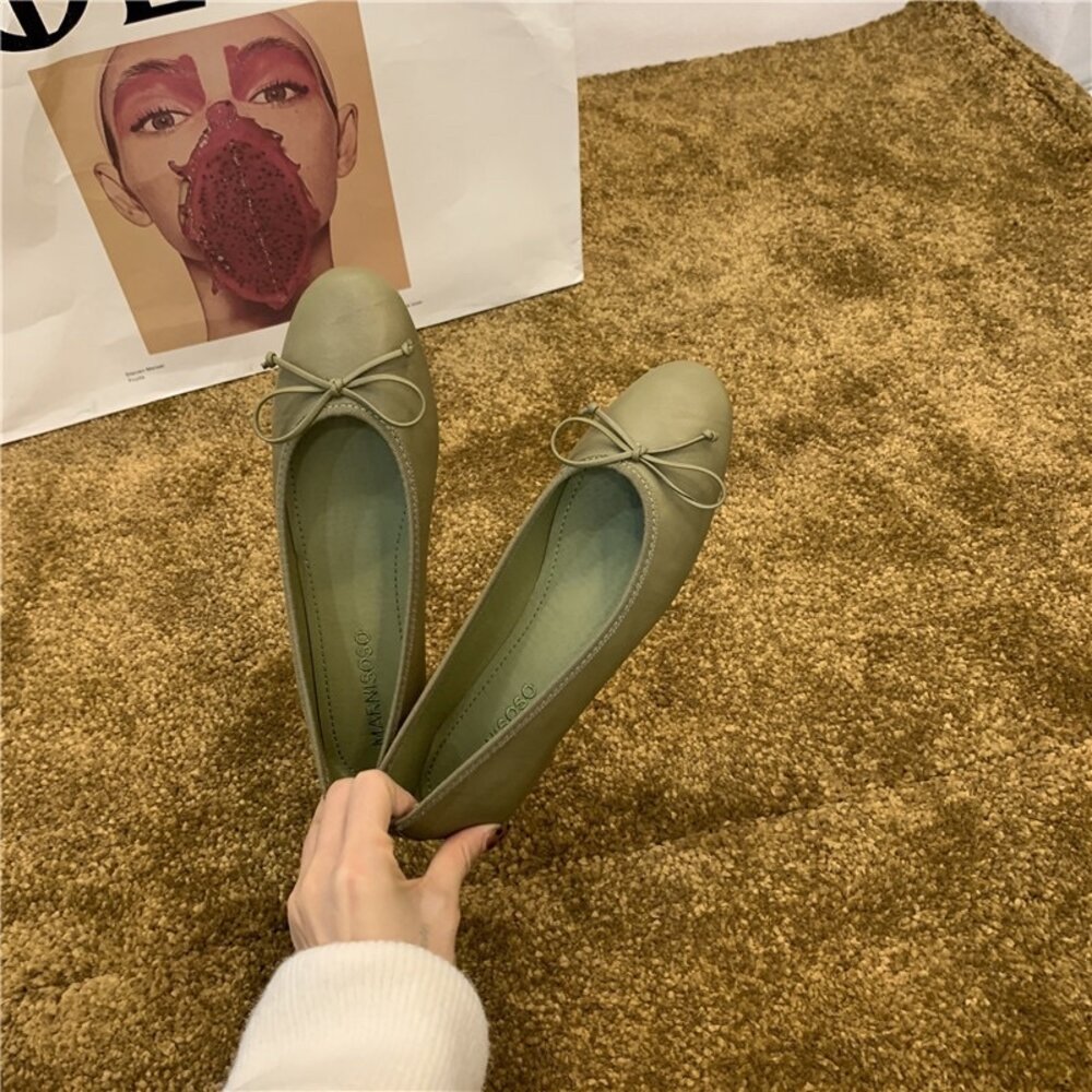 蝴蝶結娃娃鞋 平底鞋 🔥現貨秒出🔥 九色 圓頭修身顯瘦 莫蘭迪色 紅鞋 黑鞋-圖片-2