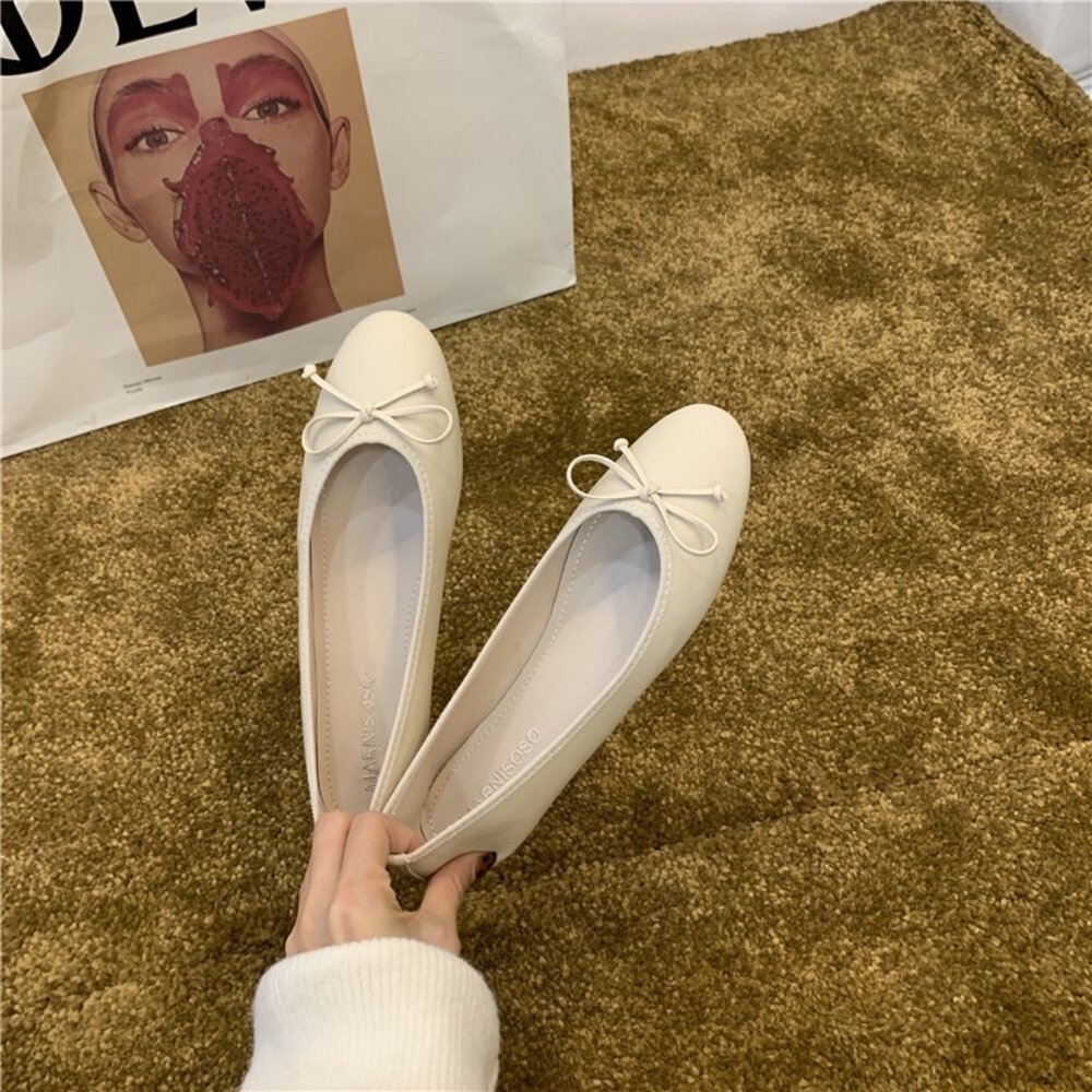 蝴蝶結娃娃鞋 平底鞋 🔥現貨秒出🔥 九色 圓頭修身顯瘦 莫蘭迪色 紅鞋 黑鞋-圖片-6