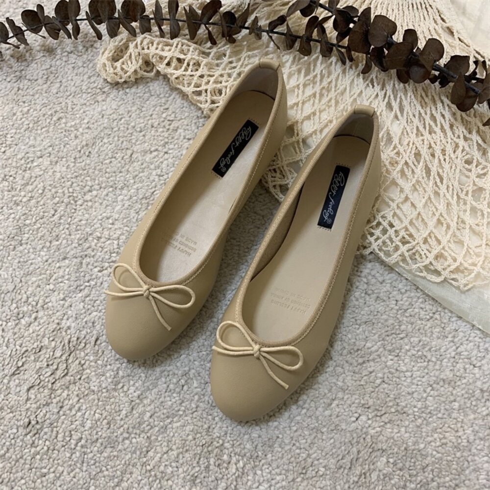 蝴蝶結娃娃鞋 平底鞋 🔥現貨秒出🔥 九色 圓頭修身顯瘦 莫蘭迪色 紅鞋 黑鞋-圖片-8