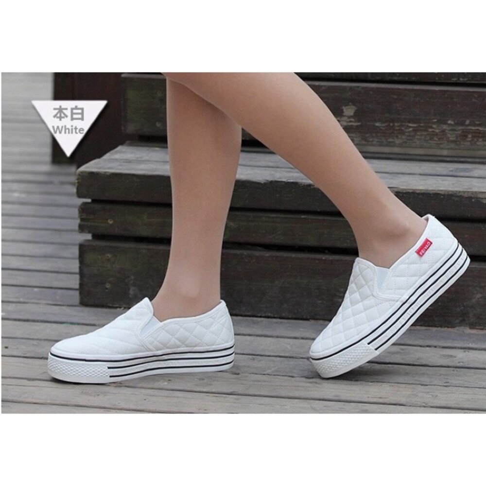 帆布厚底鞋 跟高3.5🔥送鞋墊🔥 現貨秒出 平底鞋 休閒鞋小白鞋 女鞋-圖片-5