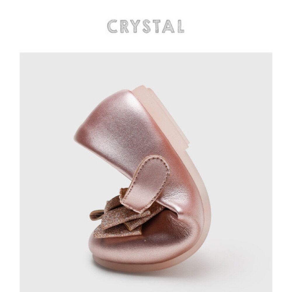 女童亮片娃娃鞋 蝴蝶結 公主鞋 銀色 花童鞋 16-23號 平底鞋 休閒鞋-圖片-2