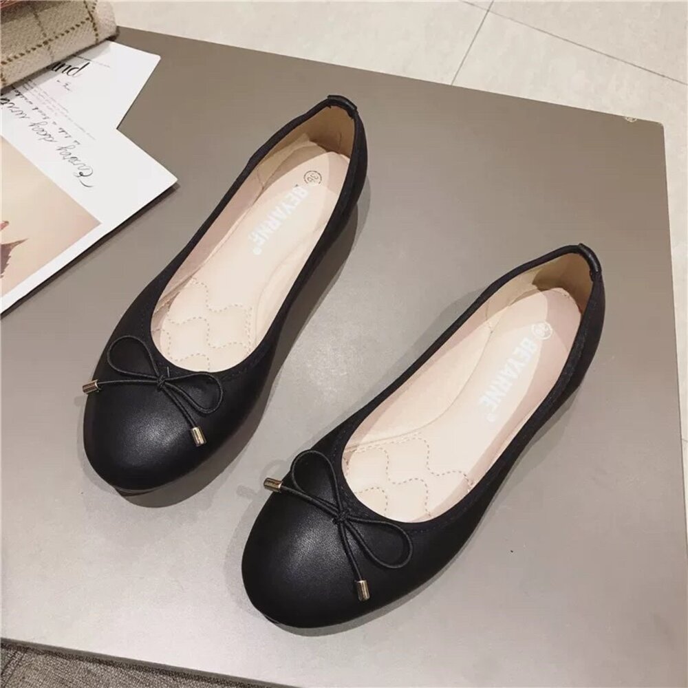 銀色 金色 蝴蝶結娃娃鞋 平底鞋 黑色包鞋 女鞋 休閒鞋 35-41號 圓頭 女童-圖片-7