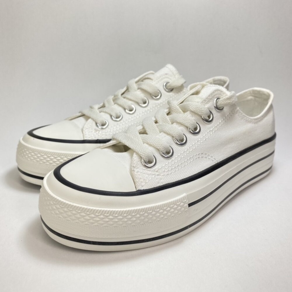 帆布厚底鞋 奶茶色 小白鞋 🔥送鞋墊🔥 現貨秒出 休閒鞋 懶人鞋 平底鞋-圖片-6