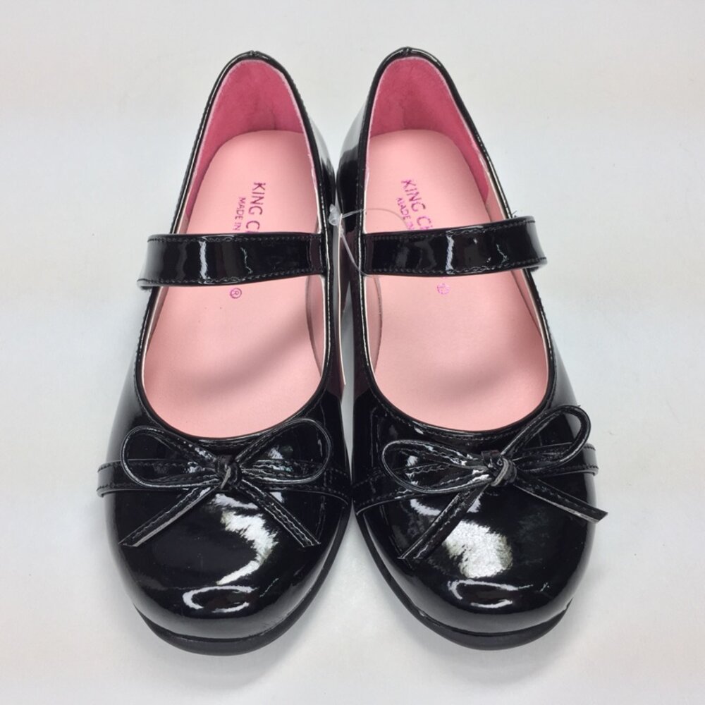 台灣製內裏真皮女童皮鞋 學生鞋 漆皮蝴蝶結 白皮鞋 方頭魔鬼氈 king children 小甜心鞋坊-圖片-1