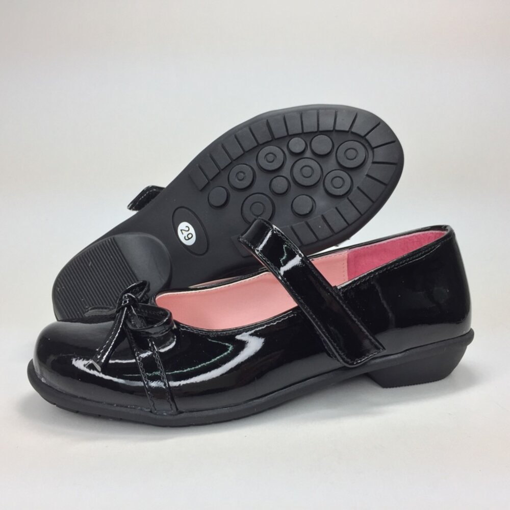 台灣製內裏真皮女童皮鞋 學生鞋 漆皮蝴蝶結 白皮鞋 方頭魔鬼氈 king children 小甜心鞋坊-圖片-3