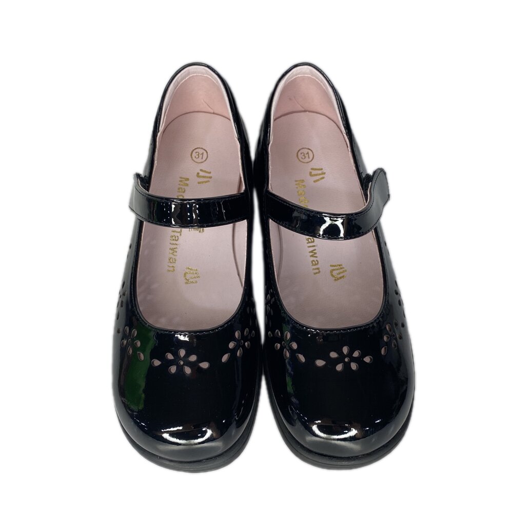 台灣製 女童皮鞋 學生鞋 黑皮鞋 花童鞋 Tolaku 雕花 亮面 漆皮-圖片-2