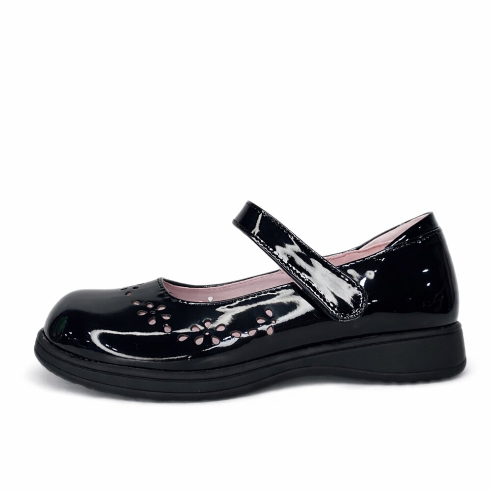 台灣製 女童皮鞋 學生鞋 黑皮鞋 花童鞋 Tolaku 雕花 亮面 漆皮-圖片-3