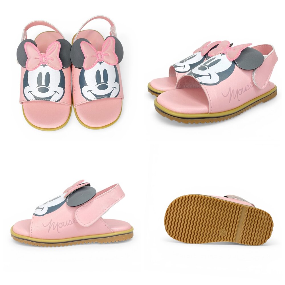 正版授權 迪士尼立體嬰兒涼鞋 拖鞋 台灣製 柔軟皮質防滑底 寶寶學步鞋 露趾綁帶 嬰兒鞋 男嬰女嬰 21-26碼-圖片-2