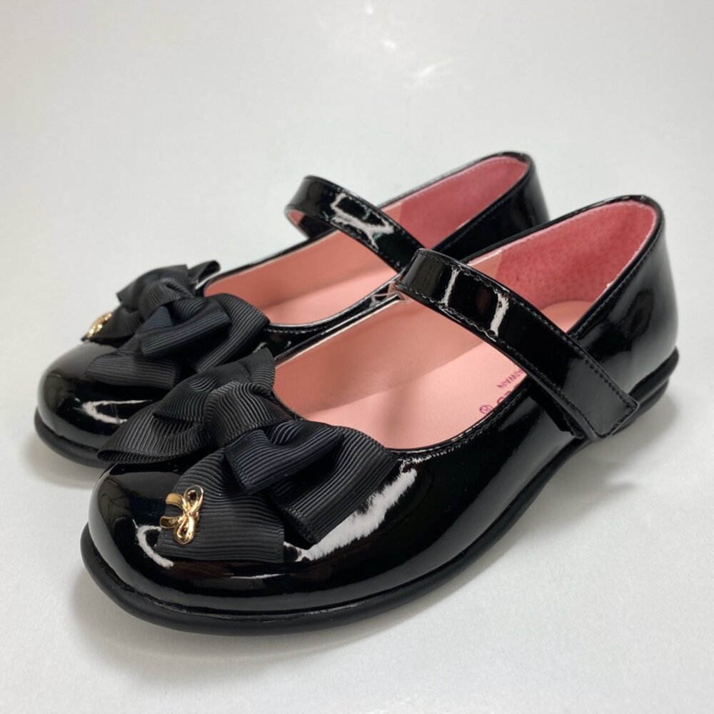 女童真皮皮鞋 漆皮蝴蝶結 公主鞋學生鞋 台灣製 弦樂團 合唱團 魔鬼氈 黑皮鞋 白皮鞋-圖片-1