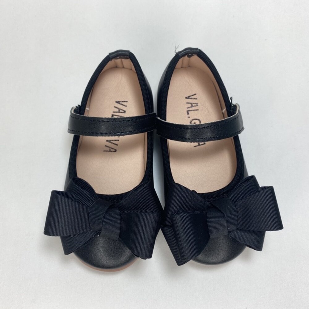 蝴蝶結娃娃鞋 🔥送鞋墊🔥 女童平底鞋 公主鞋 15-19cm 花童鞋 皮鞋 黑色 粉色-圖片-1