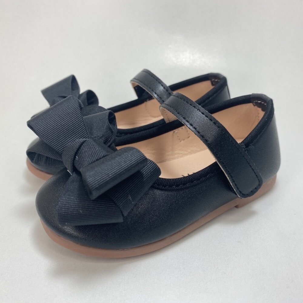 蝴蝶結娃娃鞋 🔥送鞋墊🔥 女童平底鞋 公主鞋 15-19cm 花童鞋 皮鞋 黑色 粉色-圖片-2