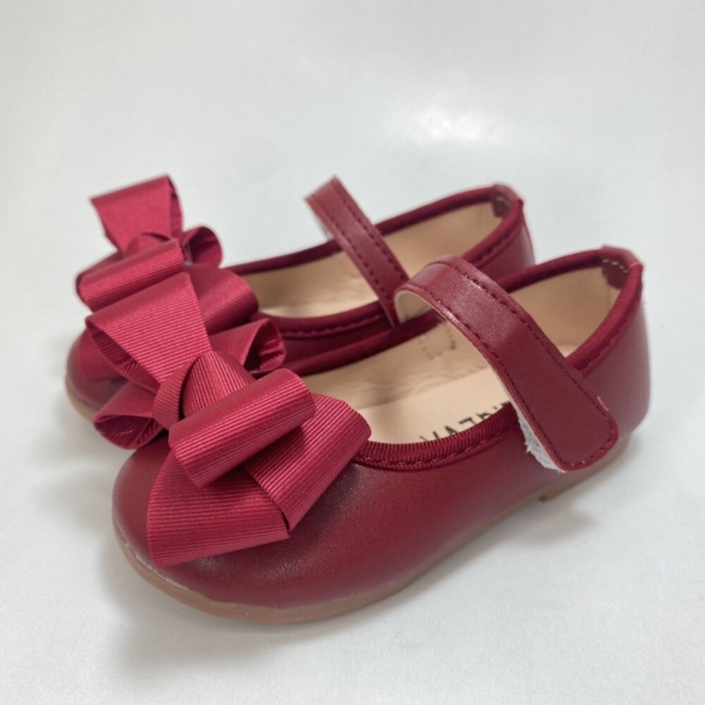 蝴蝶結娃娃鞋 🔥送鞋墊🔥 女童平底鞋 公主鞋 15-19cm 花童鞋 皮鞋 黑色 粉色-圖片-4