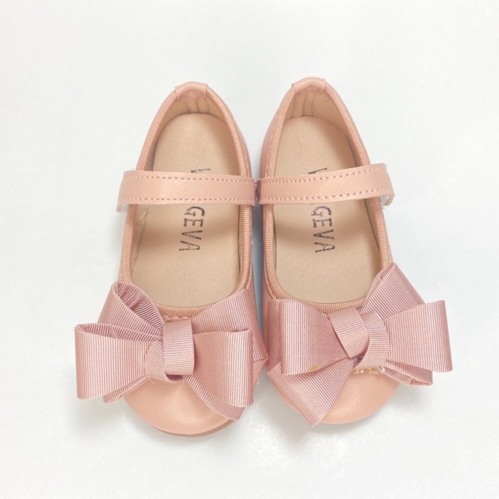 蝴蝶結娃娃鞋 🔥送鞋墊🔥 女童平底鞋 公主鞋 15-19cm 花童鞋 皮鞋 黑色 粉色-圖片-5