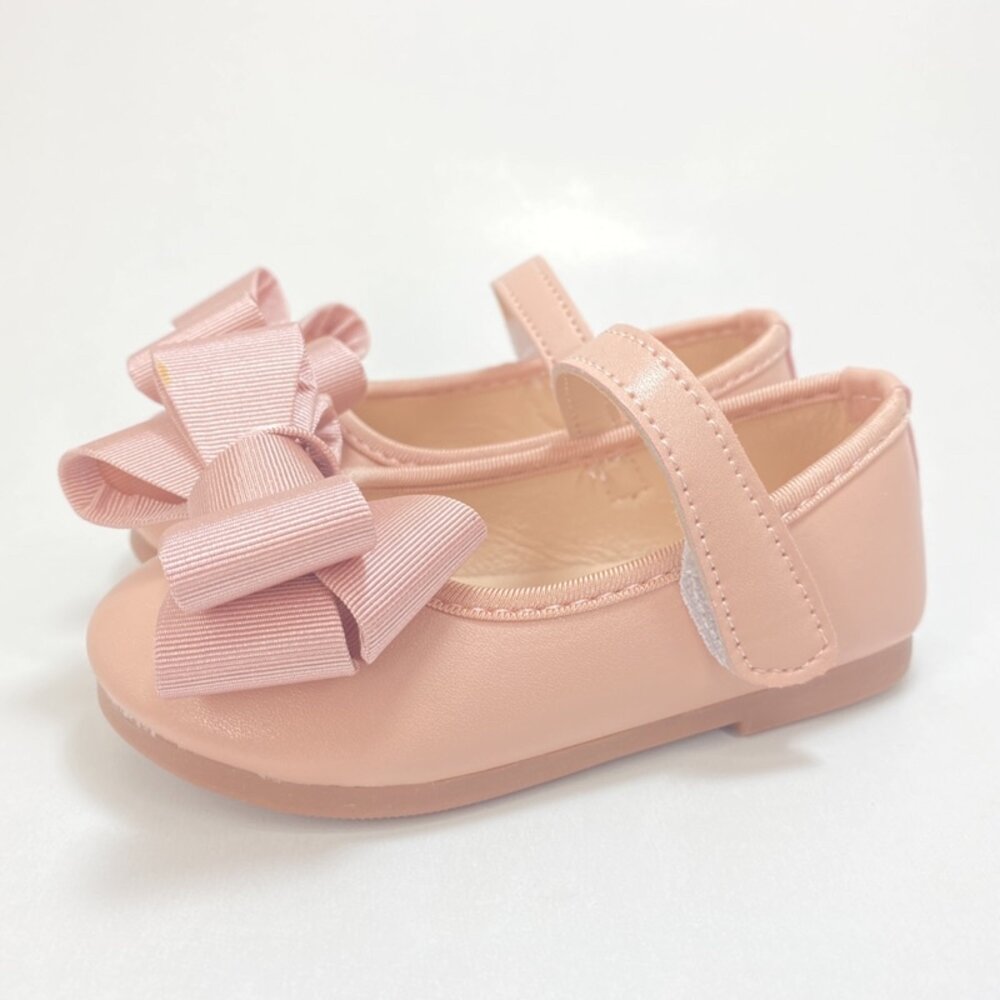 蝴蝶結娃娃鞋 🔥送鞋墊🔥 女童平底鞋 公主鞋 15-19cm 花童鞋 皮鞋 黑色 粉色-圖片-6