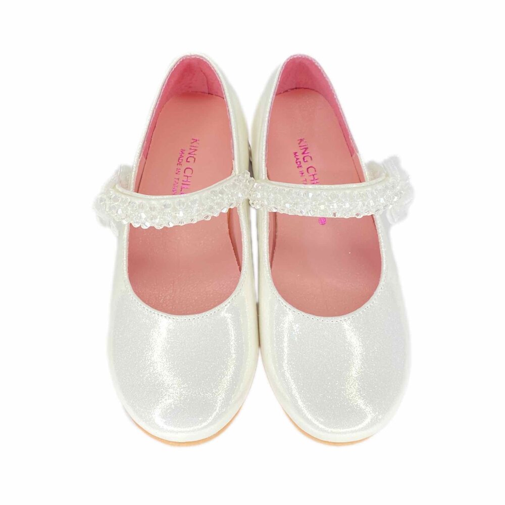 雪白公主鞋 白色皮鞋 低跟鞋 花童鞋 台灣製 女童娃娃鞋 king childed 日本娃娃-圖片-6