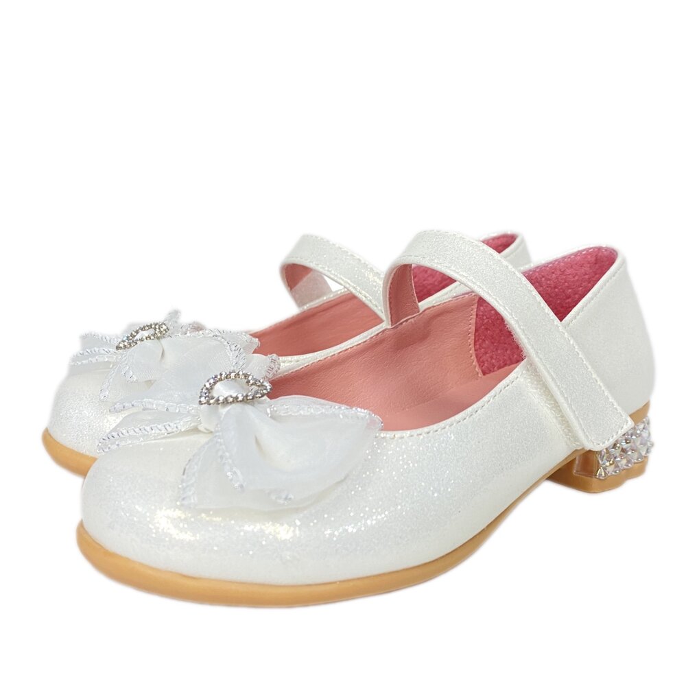 雪白公主鞋 白色皮鞋 低跟鞋 花童鞋 台灣製 女童娃娃鞋 king childed 日本娃娃-圖片-9