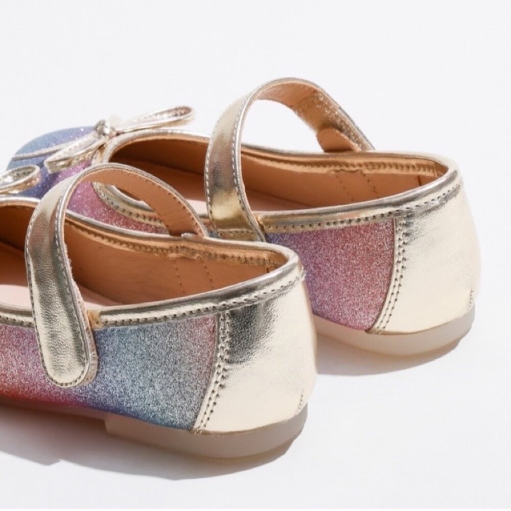 漸層彩虹 女童娃娃鞋 🔥獨家訂製款🔥 公主鞋 休閒鞋 魔鬼氈 平底鞋 童鞋 圓頭蝴蝶結-圖片-3