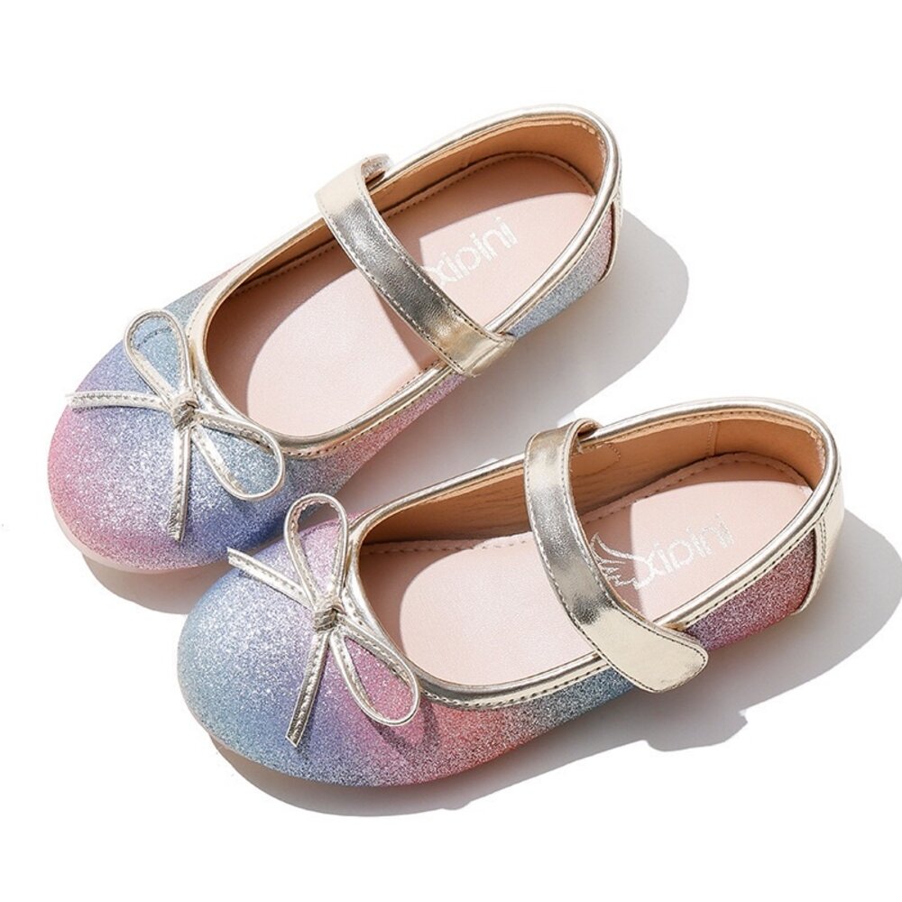 漸層彩虹 女童娃娃鞋 🔥獨家訂製款🔥 公主鞋 休閒鞋 魔鬼氈 平底鞋 童鞋 圓頭蝴蝶結-圖片-4