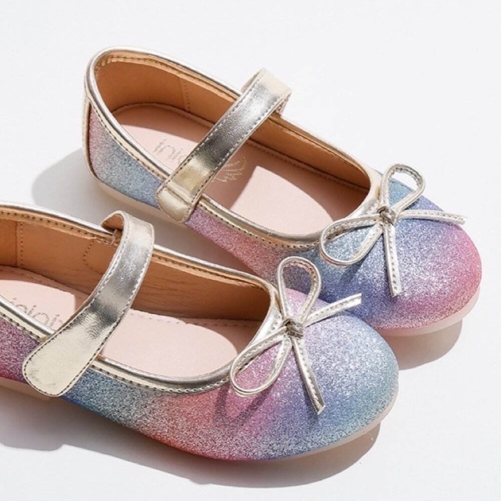 漸層彩虹女童娃娃鞋🔥獨家訂製款🔥公主鞋休閒鞋魔鬼氈平底鞋童鞋圓頭蝴蝶結