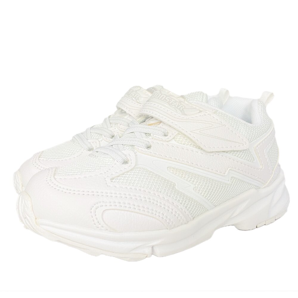 Moonstar 全白運動鞋 白色球鞋 布鞋慢跑鞋 皮面 19-24.5號 網布透氣超輕量 日本月星正品-圖片-1