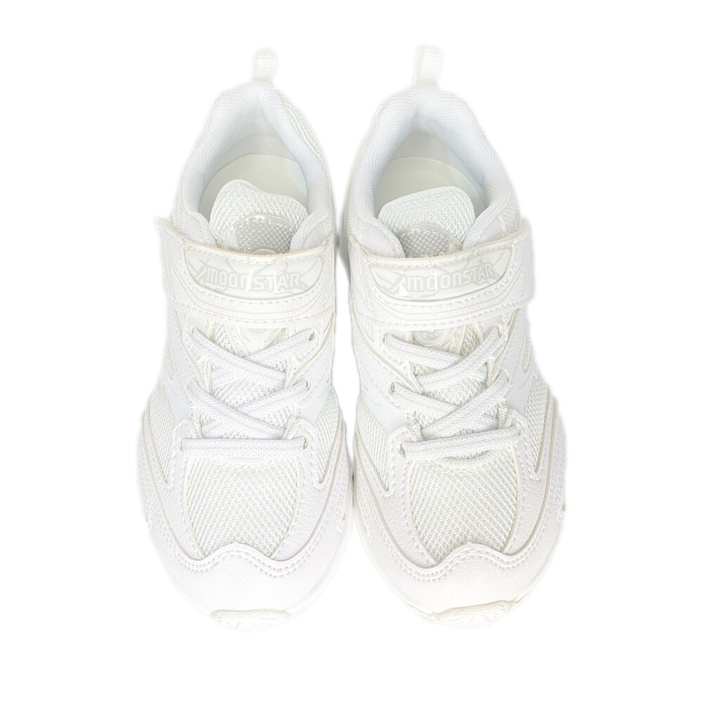 Moonstar 全白運動鞋 白色球鞋 布鞋慢跑鞋 皮面 19-24.5號 網布透氣超輕量 日本月星正品-圖片-2