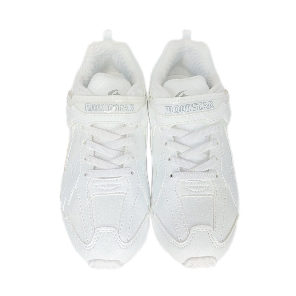Moonstar 全白運動鞋 白色球鞋 布鞋慢跑鞋 皮面 19-24.5號 網布透氣超輕量 日本月星正品-圖片-6
