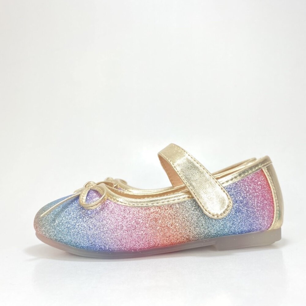 女童娃娃鞋 漸層彩虹 公主鞋 蝴蝶結休閒鞋 花童鞋 平底鞋-圖片-3