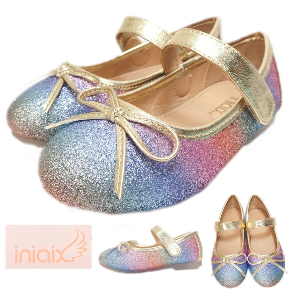 女童娃娃鞋漸層彩虹公主鞋蝴蝶結休閒鞋花童鞋平底鞋