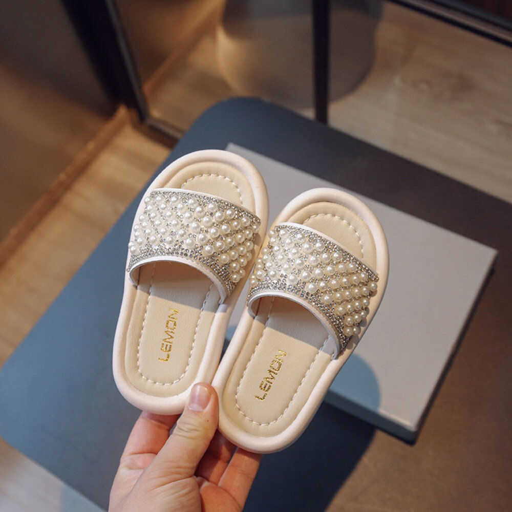 女童拖鞋 珍珠水鑽 🔥台灣現貨🔥 軟底 休閒 兒童-圖片-4