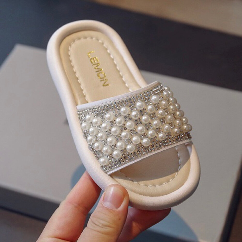 女童拖鞋 珍珠水鑽 🔥台灣現貨🔥 軟底 休閒 兒童-圖片-5