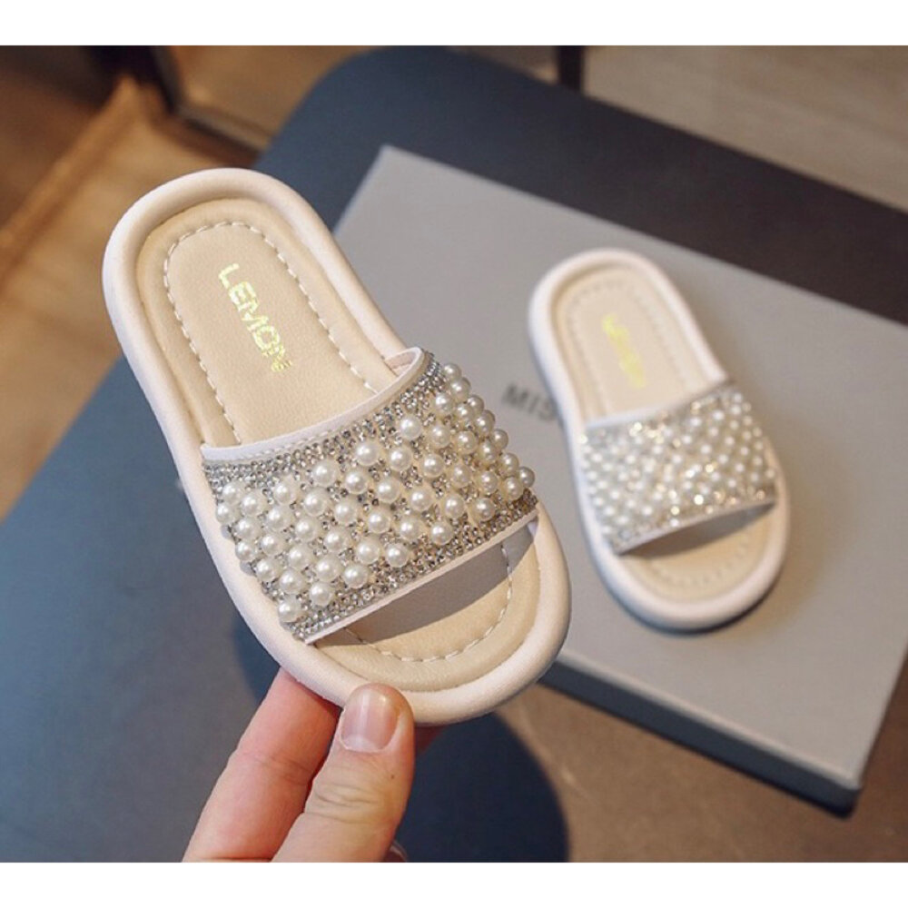 女童拖鞋 珍珠水鑽 🔥台灣現貨🔥 軟底 休閒 兒童-圖片-6