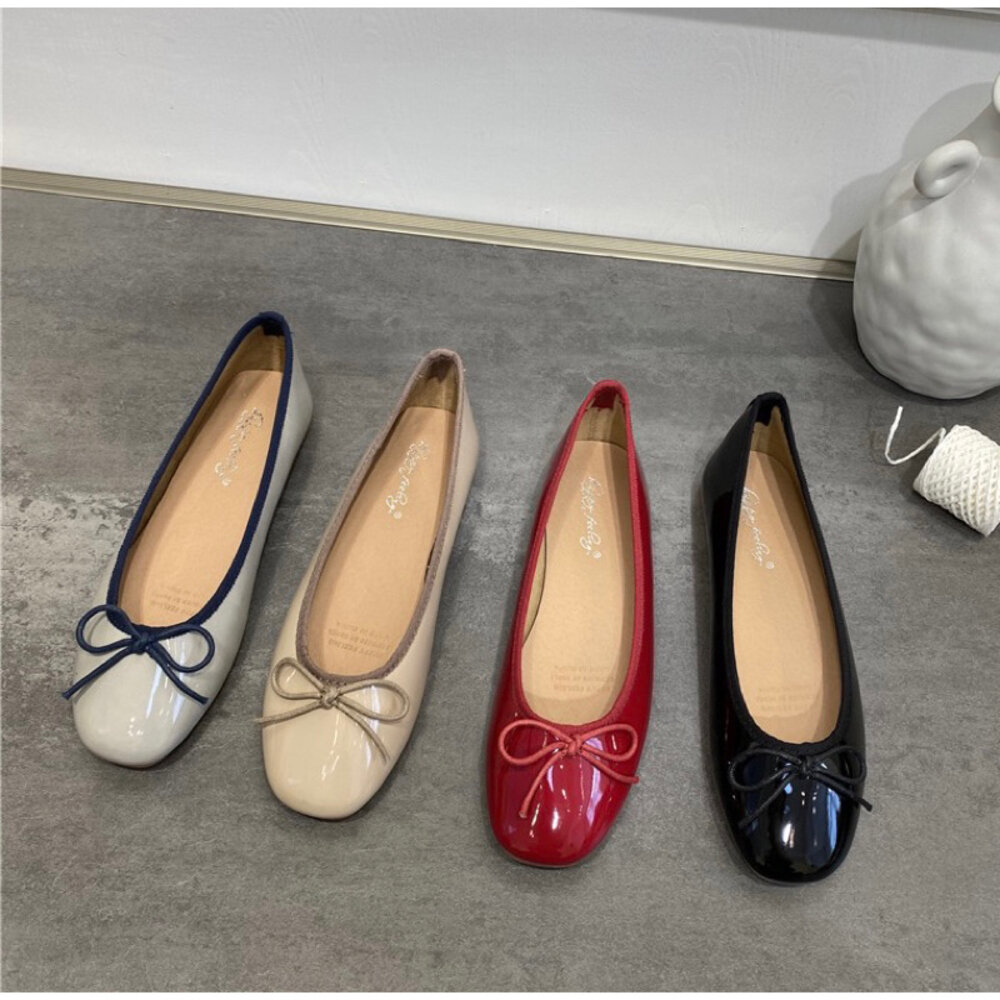 17295023485-紅色亮皮娃娃鞋 蝴蝶結 🔥台灣現貨🔥 黑色 平底鞋 漆皮 女鞋