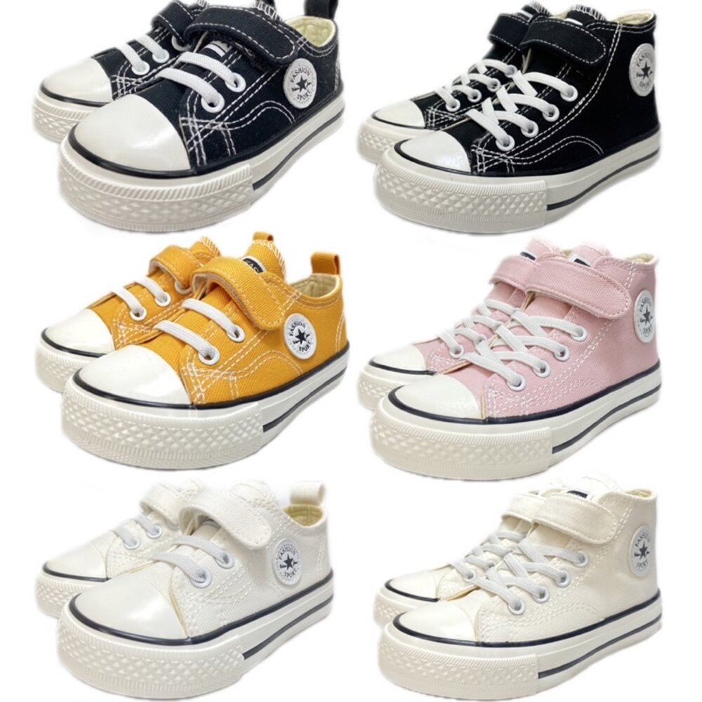 低筒兒童帆布鞋🔥台灣現貨🔥魔鬼氈休閒鞋低筒高筒15-22公分