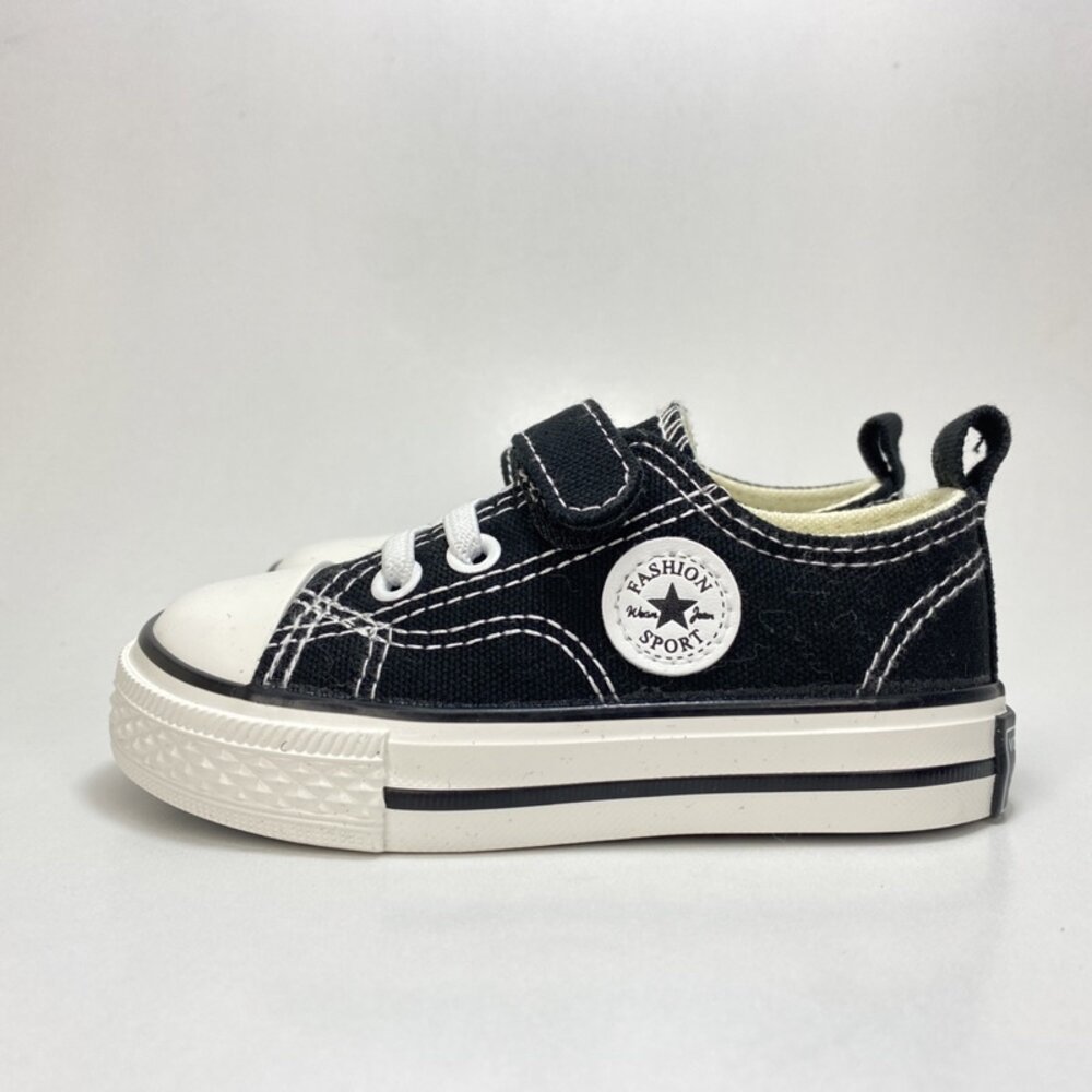 高筒 兒童帆布鞋 休閒鞋 平底鞋 魔鬼氈 16-23公分 室內鞋-圖片-5