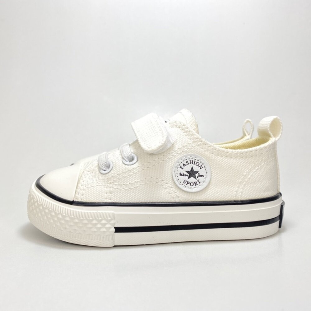 高筒 兒童帆布鞋 休閒鞋 平底鞋 魔鬼氈 16-23公分 室內鞋-圖片-6