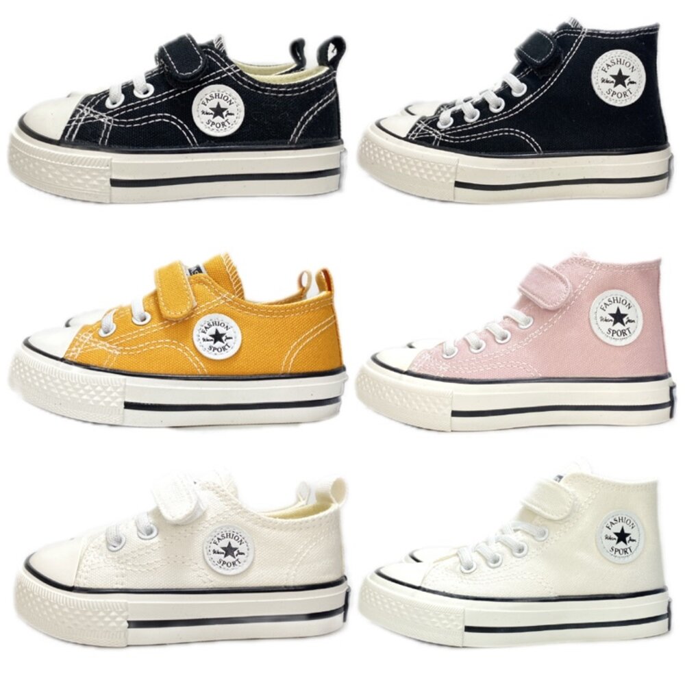 高筒 兒童帆布鞋 休閒鞋 平底鞋 魔鬼氈 16-23公分 室內鞋 封面照片