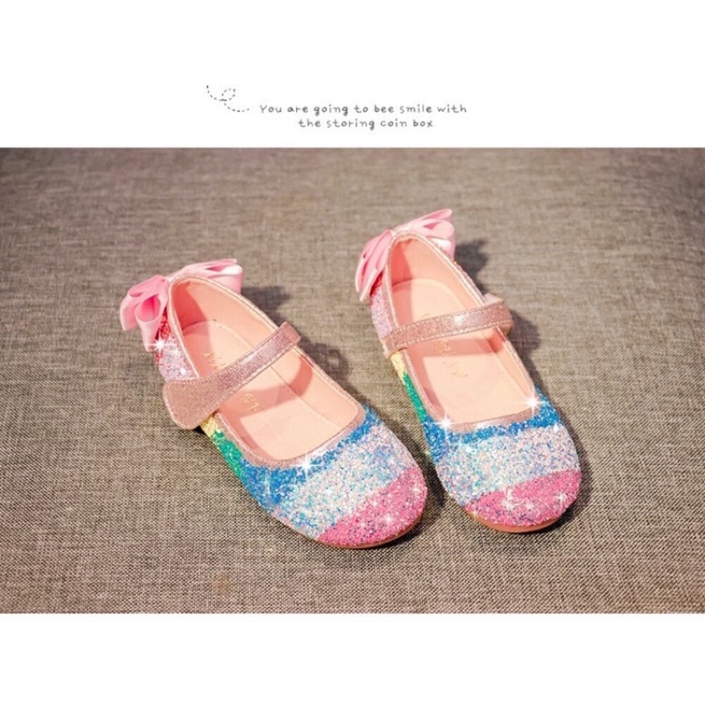 女童彩虹娃娃鞋 公主鞋 🔥台灣出貨🔥 休閒鞋 蝴蝶結 平底鞋-圖片-4