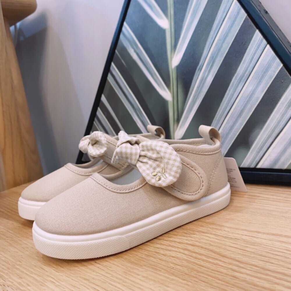 蝴蝶結室內鞋 帆布 休閒鞋 幼兒園 🔥出口日本🔥 女童 16-21號 粉色 黑色 幼稚園-圖片-6