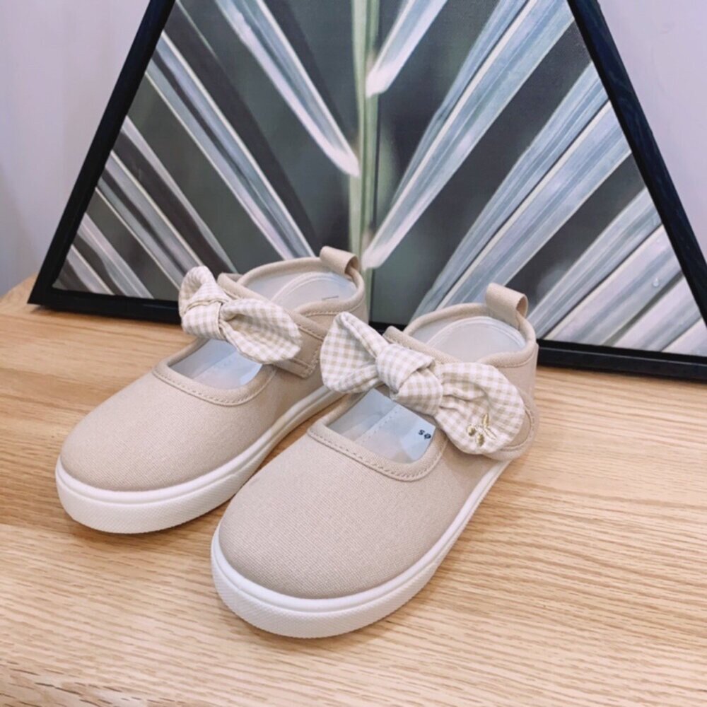 蝴蝶結室內鞋 帆布 休閒鞋 幼兒園 🔥出口日本🔥 女童 16-21號 粉色 黑色 幼稚園-圖片-7